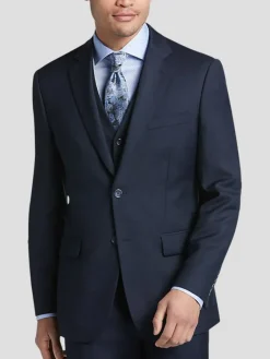 Suit Separates|3-piece Suits-Pronto Uomo Platinum Modern Fit Wool Suit Jacket Black