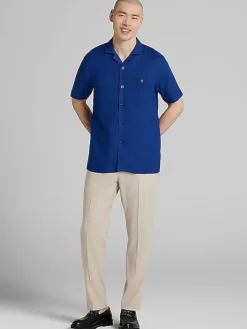 Button Up Shirts|Casual Shirts-Joseph Abboud Modern Fit Woven Camp Shirt Royal