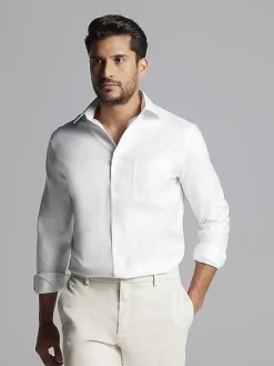 Dress Shirts|Solid Dress Shirts-Joseph Abboud Modern Fit Wrinkle-Resistant 100% Cotton Dress Shirt Black Solid