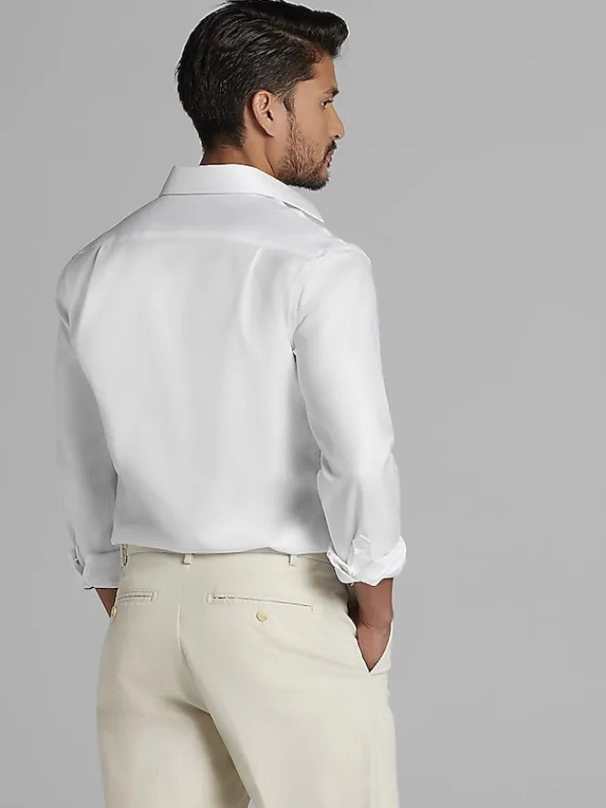 Dress Shirts|Solid Dress Shirts-Joseph Abboud Modern Fit Wrinkle-Resistant 100% Cotton Dress Shirt Black Solid