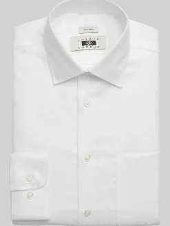 Dress Shirts|Solid Dress Shirts-Joseph Abboud Modern Fit Wrinkle-Resistant 100% Cotton Dress Shirt Black Solid