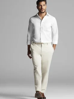 Dress Shirts|Solid Dress Shirts-Joseph Abboud Modern Fit Wrinkle-Resistant 100% Cotton Dress Shirt Black Solid