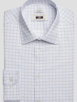 Patterned Dress Shirts|Designer Dress Shirts-Joseph Abboud Modern Fit Wrinkle-Resistant Spread Collar Dress Shirt Navy Fancy