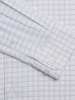 Patterned Dress Shirts|Designer Dress Shirts-Joseph Abboud Modern Fit Wrinkle-Resistant Spread Collar Dress Shirt Navy Fancy