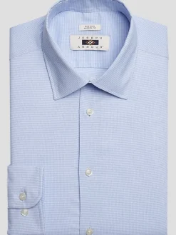 Patterned Dress Shirts|Designer Dress Shirts-Joseph Abboud Modern Fit Wrinkle-Resistant Spread Collar Dress Shirt Light Blue Check