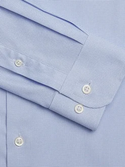 Patterned Dress Shirts|Designer Dress Shirts-Joseph Abboud Modern Fit Wrinkle-Resistant Spread Collar Dress Shirt Light Blue Check