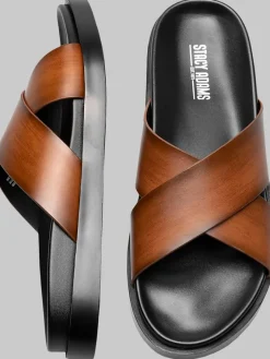 Casual Shoes|Casual Shoes-Stacy Adams Montel Criss-Cross Strap Slide Sandals Black