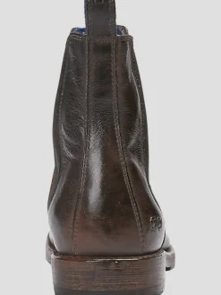 Boots-Bedstu Nando Leather Plain Toe Chelsea Boots Black Rustic