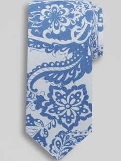 Ties-Joseph Abboud Narrow Botanical Paisley Tie Light Blue