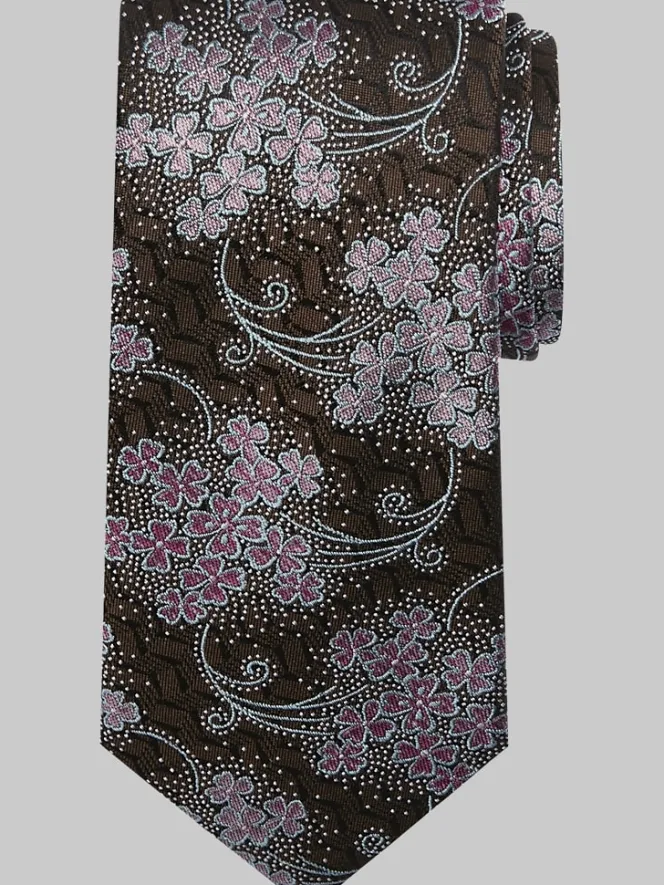 Ties-Joseph Abboud Narrow Celestial Silk Tie Brown