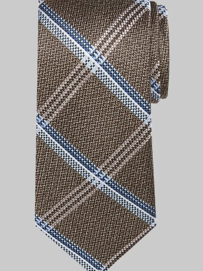 Ties-Joseph Abboud Narrow Chevron Check Tie Brown