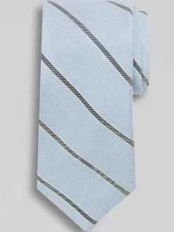 Ties-Joseph Abboud Narrow Classic Stripe Linen Blend Tie Blue