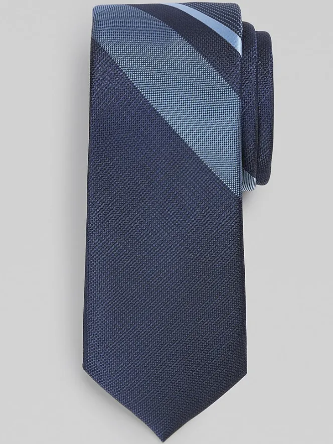 Ties-Egara Narrow Color Block Panel Tie Charcoal