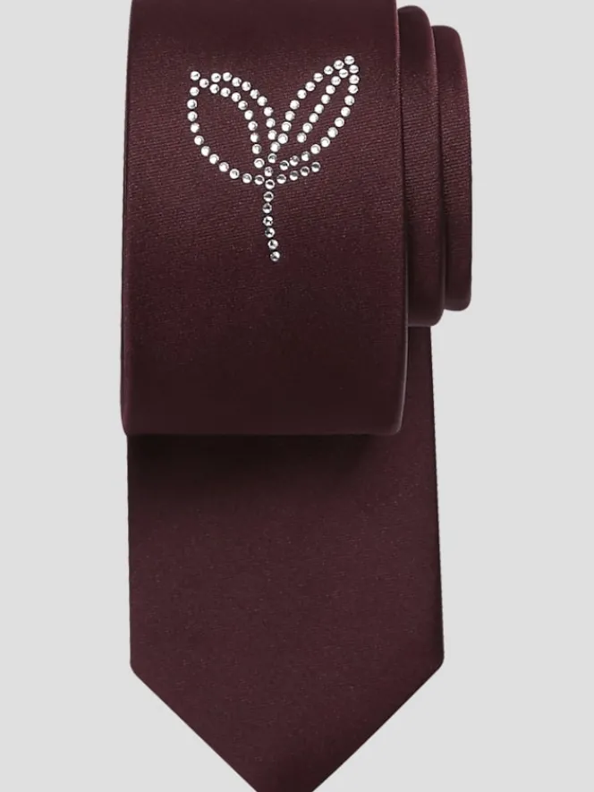 Ties-Egara Narrow Crystal Leaf Tie Wine
