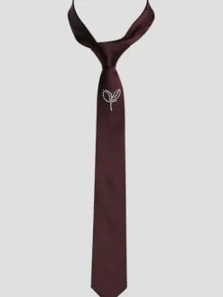 Ties-Egara Narrow Crystal Leaf Tie Wine
