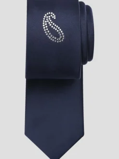 Ties-Egara Narrow Crystal Paisley Tie Navy