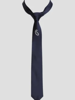 Ties-Egara Narrow Crystal Paisley Tie Navy
