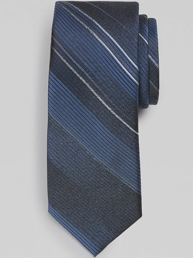 Ties-Egara Narrow Degrade Tonal Stripe Tie Burgundy