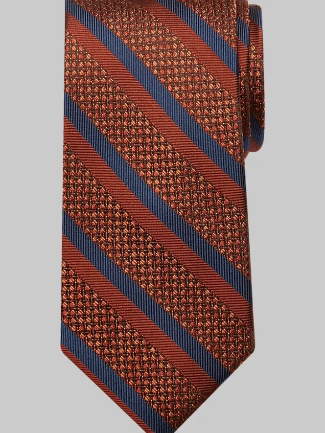 Ties-Joseph Abboud Narrow Diagonal Stripe Silk Tie Blue
