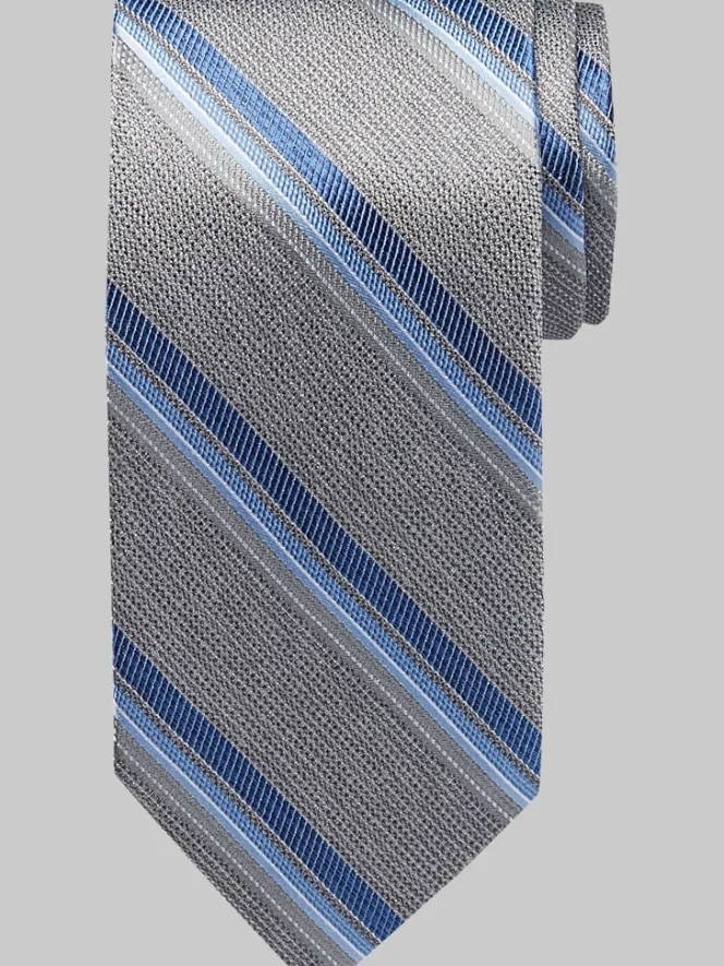 Ties-Pronto Uomo Narrow Diagonal Stripe Silk Tie Blu Strp