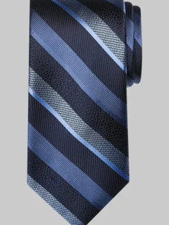 Ties-Awearness Kenneth Cole Narrow Diagonal Stripes Silk Tie Navy