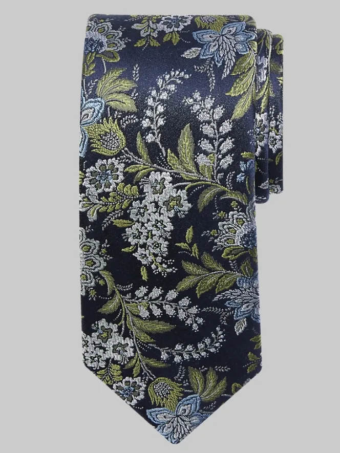 Ties-Joseph Abboud Narrow Fantasia Floral Tie Green