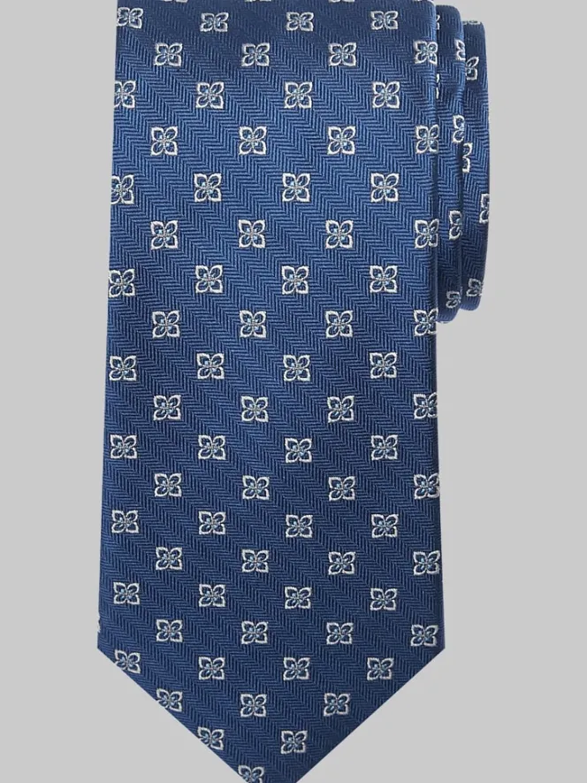 Ties-Pronto Uomo Narrow Floral Motif Silk Tie Berry