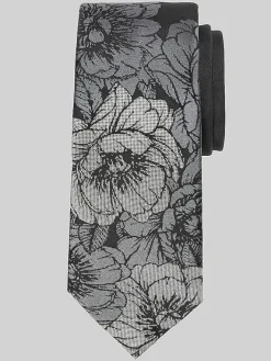 Ties-Egara Narrow Floral Panel Tie Black