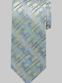 Ties-Pronto Uomo Narrow Floral Plaid Tie Light Green