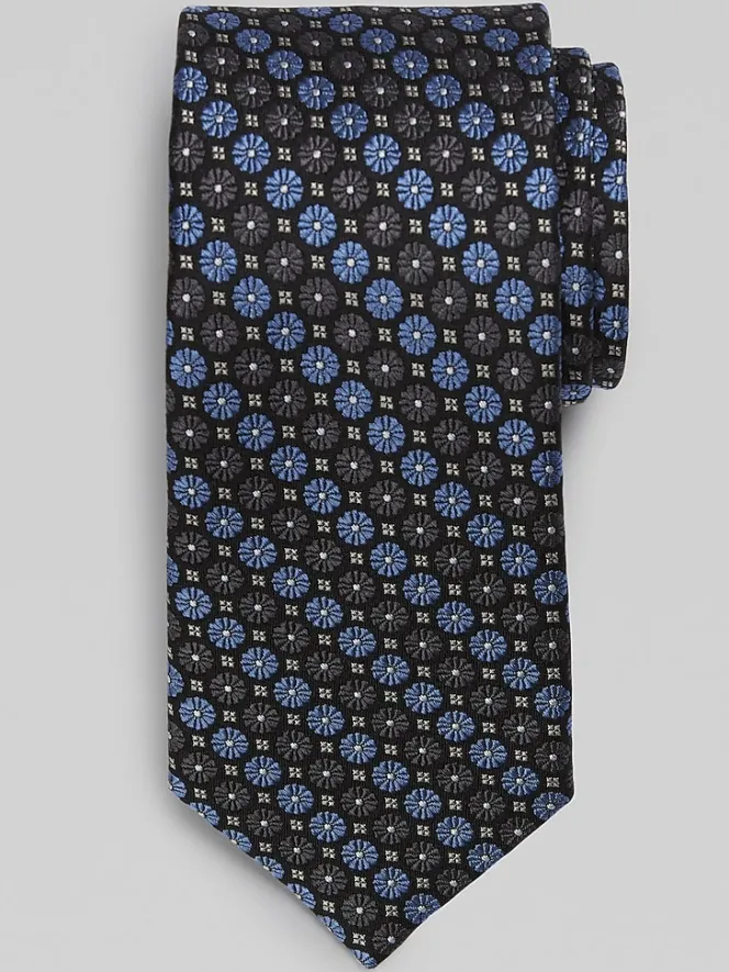 Ties-Joseph Abboud Narrow Floral Stripe Black