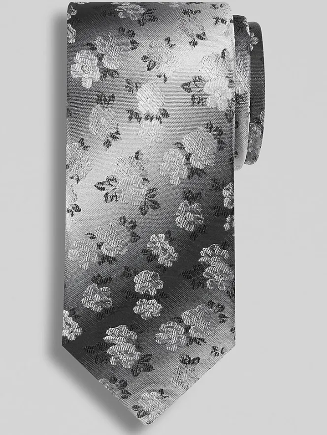 Ties-Awearness Kenneth Cole Narrow Floral Tie Black