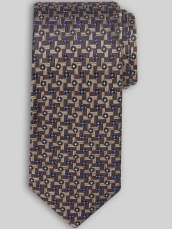 Ties-Joseph Abboud Narrow Geo Neat Tie Brown