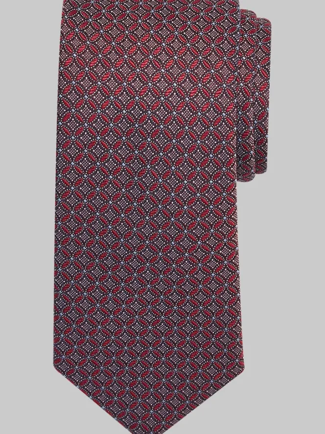 Ties-Joseph Abboud Narrow Linked Circles Tie Burgundy