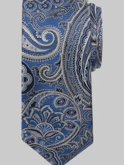 Ties-Joseph Abboud Narrow Paisley Botanical Silk Tie Berry