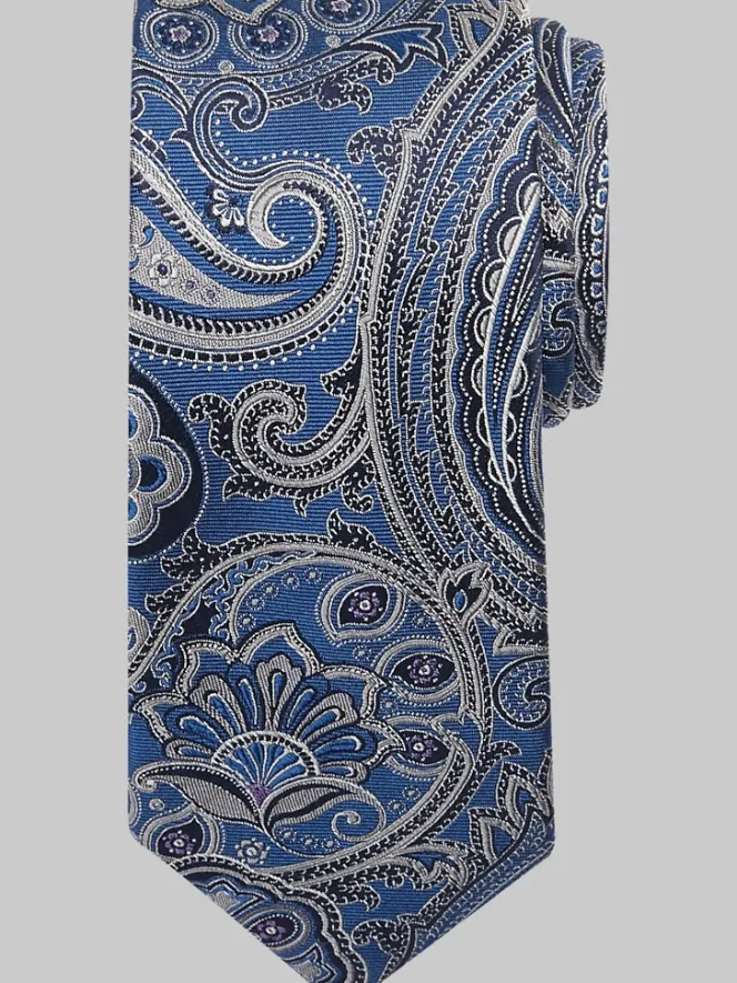 Ties-Joseph Abboud Narrow Paisley Botanical Silk Tie Berry