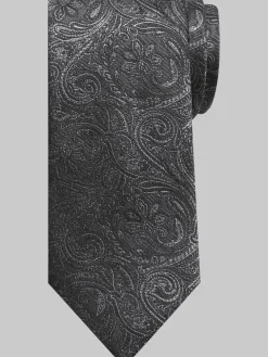 Ties-Awearness Kenneth Cole Narrow Paisley Floral Motif Silk Tie Black