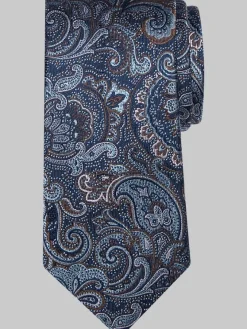 Ties-Joseph Abboud Narrow Paisley Silk Tie Brown