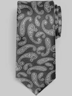 Ties-Joseph Abboud Narrow Paisley Tie Black