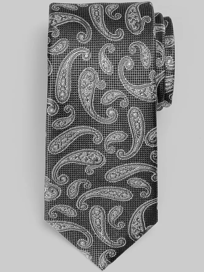 Ties-Joseph Abboud Narrow Paisley Tie Black