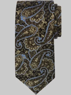 Ties-Joseph Abboud Narrow Piscean Paisley Tie Brown
