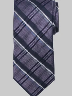 Ties-Pronto Uomo Narrow Plaid Silk Tie Purple