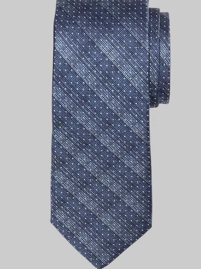 Ties-Egara Narrow Starry Stripe Polka-Dot Tie Brown