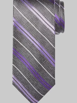 Ties-Pronto Uomo Narrow Stripe Silk Tie Pink