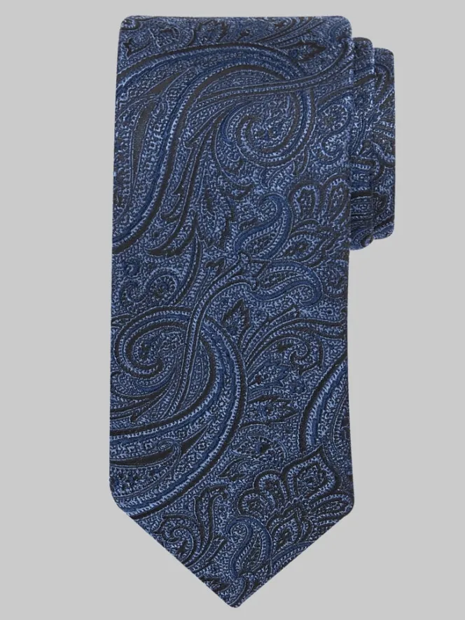 Ties-Joseph Abboud Narrow Sweeping Paisley Tie Black