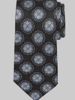 Ties-Joseph Abboud Narrow Textural Medallion Tie Black