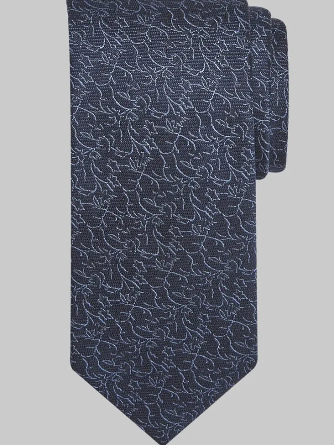 Ties-Joseph Abboud Narrow Textural Vines Tie Black