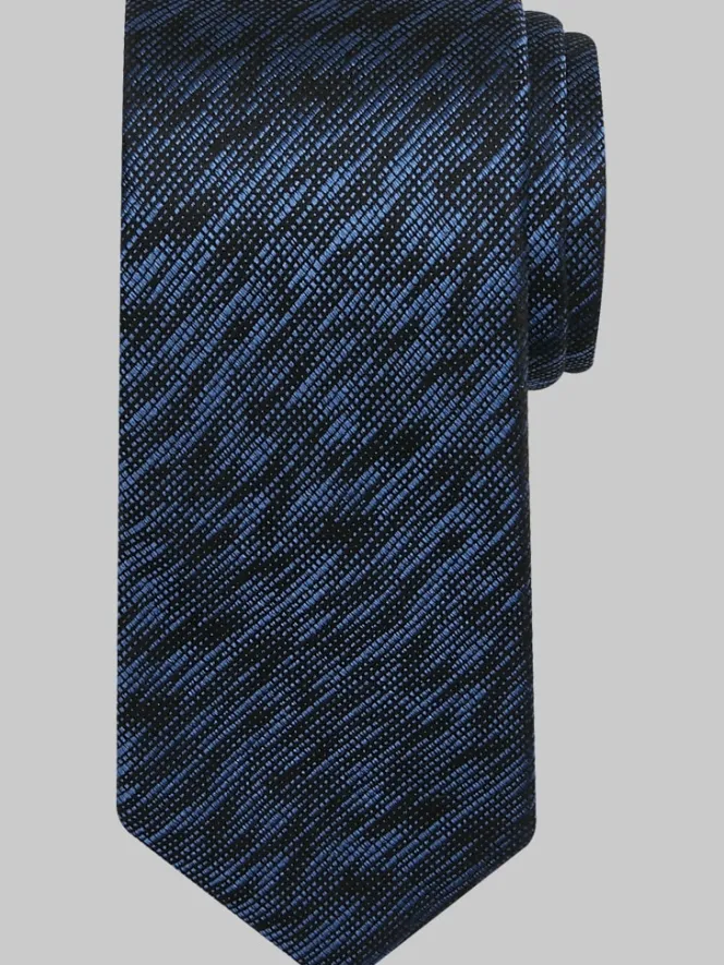 Ties-Pronto Uomo Narrow Textured Bits & Bites Silk Tie Black