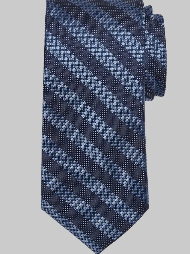 Ties-Joseph Abboud Narrow Textured Stripe Tie Burgundy