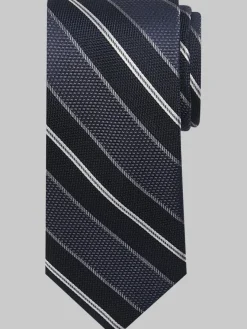 Ties-Joseph Abboud Narrow Textured Stripe Tie Black
