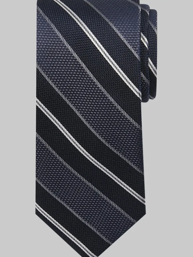 Ties-Joseph Abboud Narrow Textured Stripe Tie Black